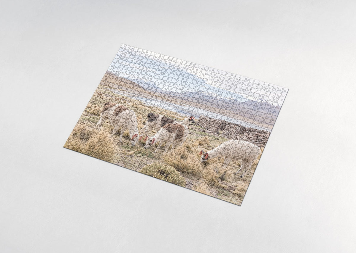 Llamas in the Andean Highlands jigsaw puzzle - assembled puzzle