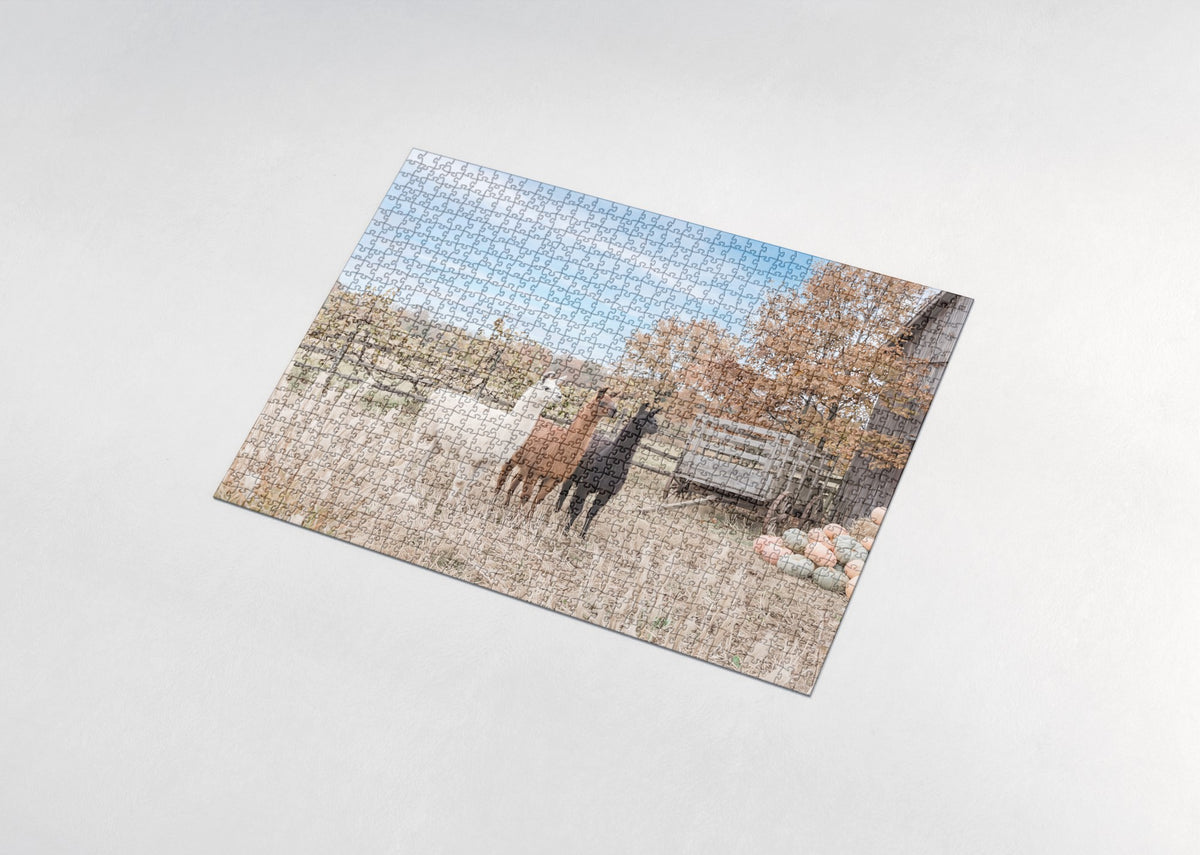 Llamas in the Autumn Field jigsaw puzzle - assembled puzzle