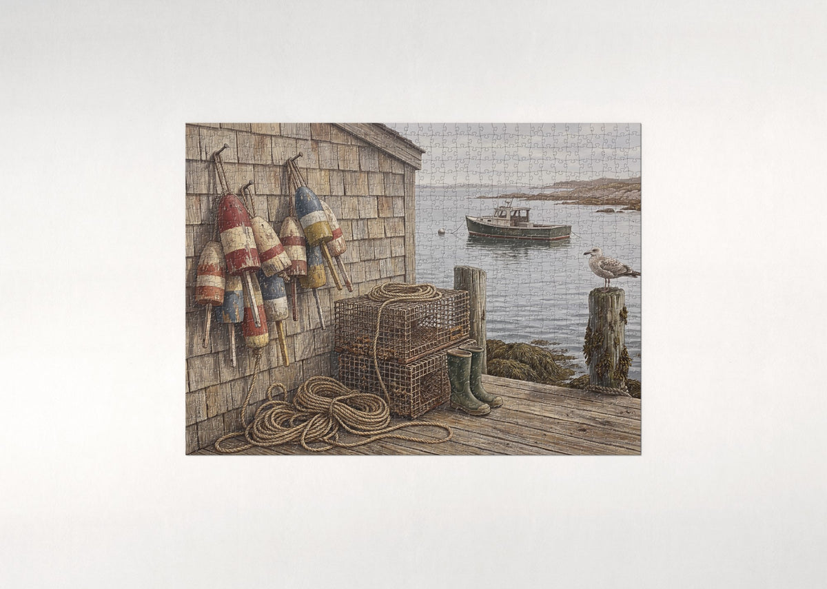 Lobster Buoys on the Dock jigsaw puzzle - flat puzzle