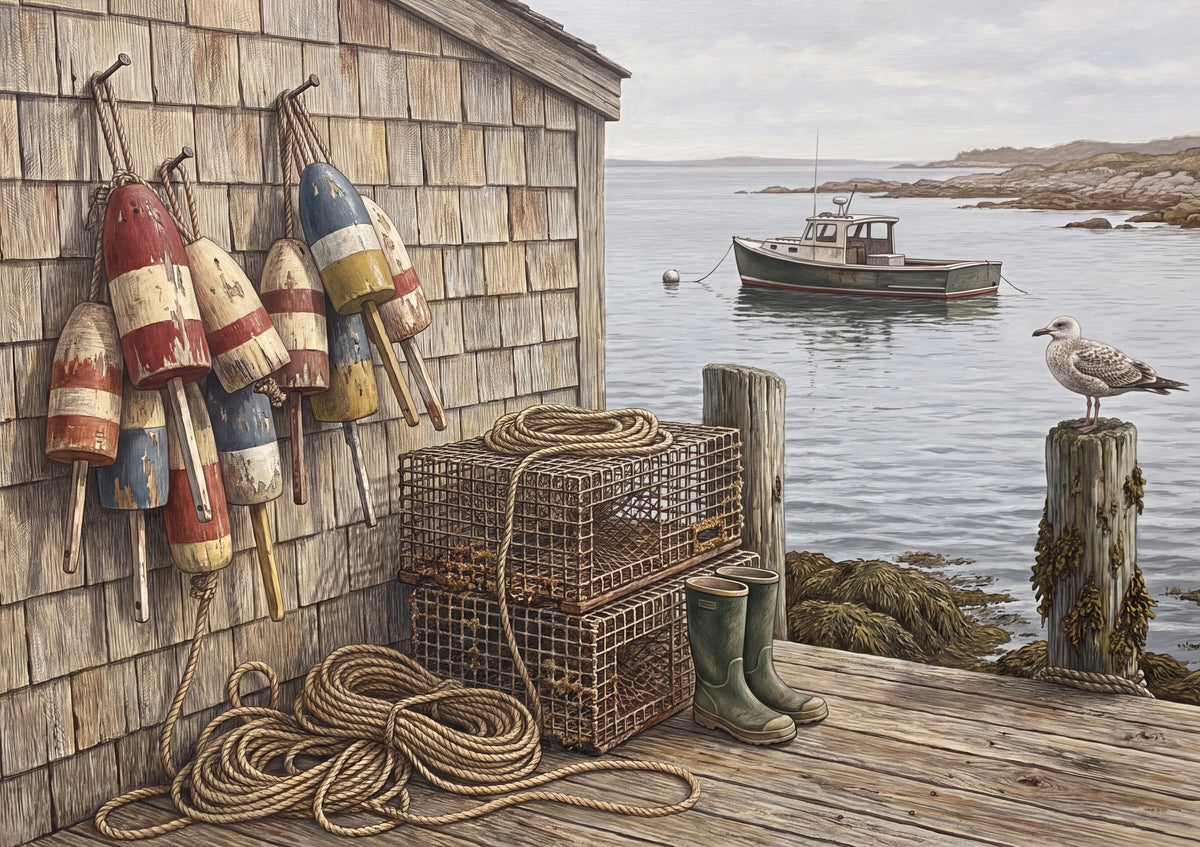 Lobster Buoys on the Dock jigsaw puzzle