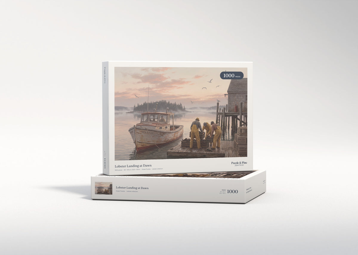 Lobster Landing at Dawn jigsaw puzzle - gift box