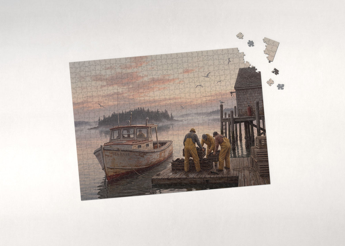 Lobster Landing at Dawn jigsaw puzzle - puzzle with loose pieces