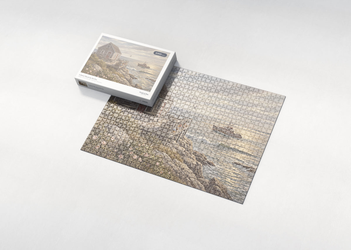 Lobster Shack by the Sea jigsaw puzzle - box and puzzle