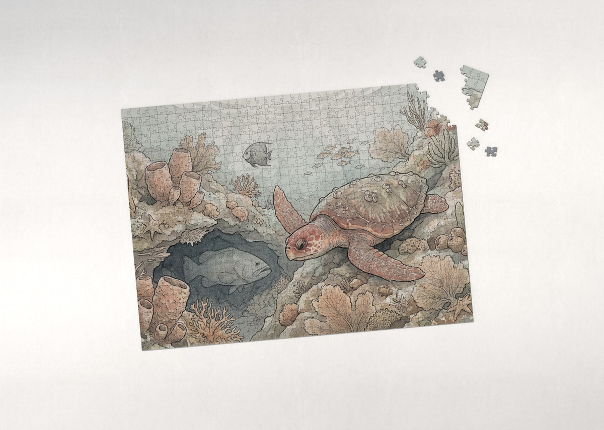 Loggerhead Turtle at the Reef Wall jigsaw puzzle - puzzle with loose pieces