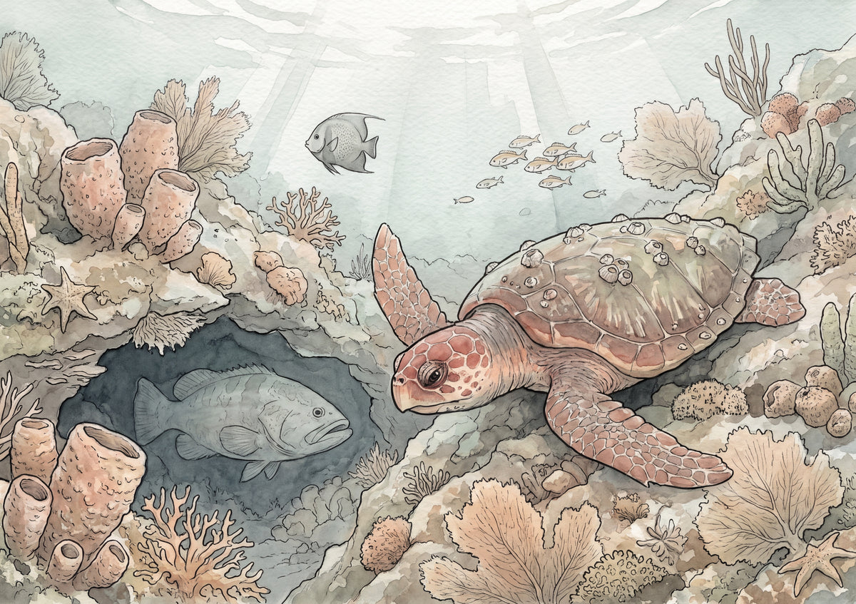 Loggerhead Turtle at the Reef Wall jigsaw puzzle