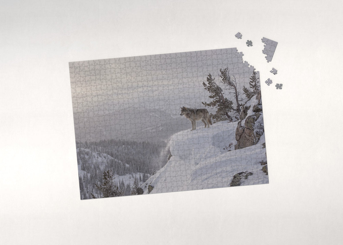 Lone Wolf on the Snowy Ridge jigsaw puzzle - puzzle with loose pieces