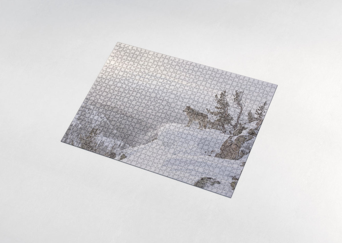 Lone Wolf on the Snowy Ridge jigsaw puzzle - assembled puzzle