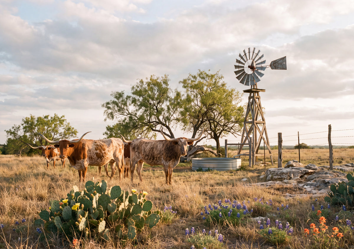 Longhorn Cattle on the Texas Range jigsaw puzzle