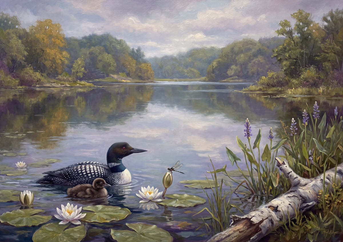 Loon and Chick Among the Lily Pads jigsaw puzzle
