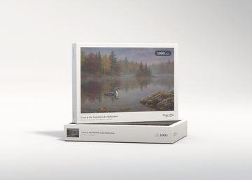 Loon at the Autumn Lake Reflection jigsaw puzzle - gift box