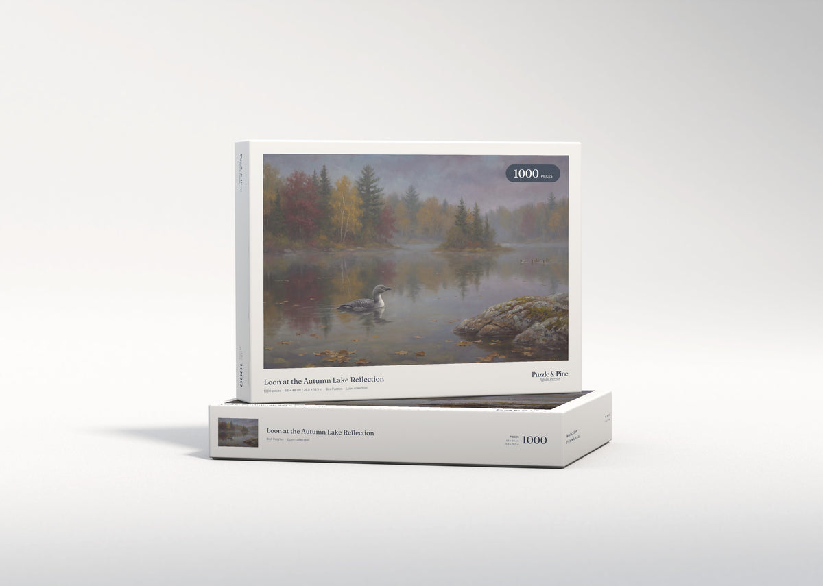 Loon at the Autumn Lake Reflection jigsaw puzzle - gift box