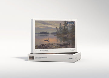 Loon at the Pine Shore Sunset jigsaw puzzle - gift box