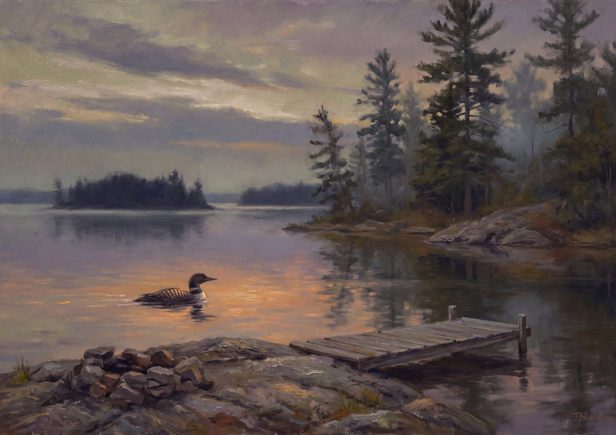 Loon at the Pine Shore Sunset jigsaw puzzle