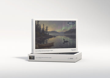 Loon Calling Under the Northern Lights jigsaw puzzle - gift box