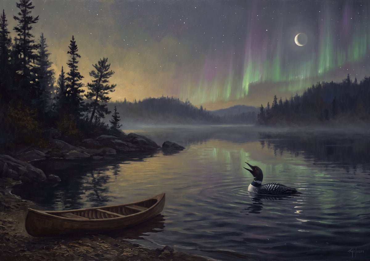 Loon Calling Under the Northern Lights jigsaw puzzle