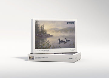 Loon Family on the Misty Water jigsaw puzzle - gift box
