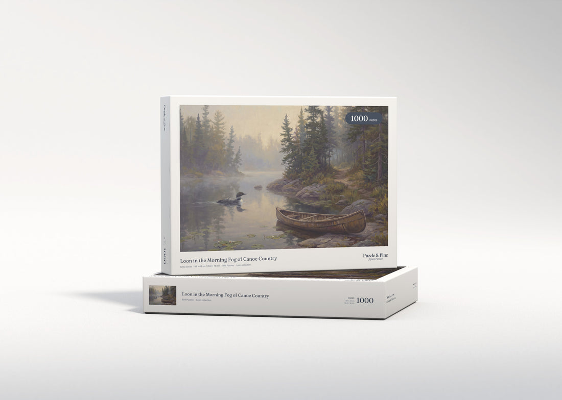 Loon in the Morning Fog of Canoe Country jigsaw puzzle - gift box