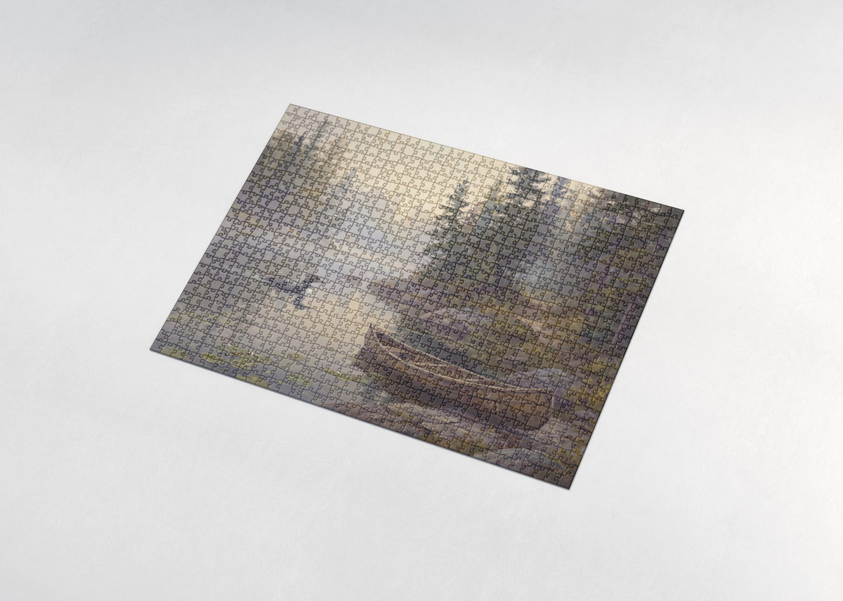 Loon in the Morning Fog of Canoe Country jigsaw puzzle - assembled puzzle