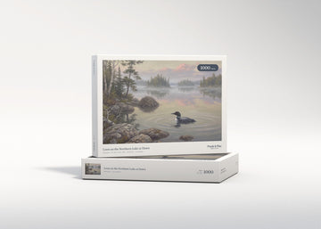 Loon on the Northern Lake at Dawn jigsaw puzzle - gift box