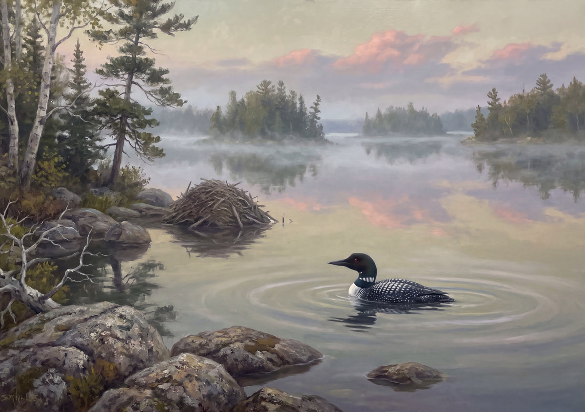 Loon on the Northern Lake at Dawn jigsaw puzzle