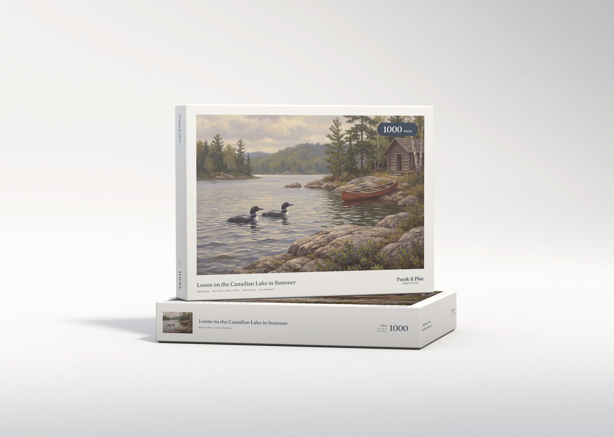 Loons on the Canadian Lake in Summer jigsaw puzzle - gift box