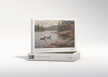 Loons on the Canadian Lake in Summer jigsaw puzzle - gift box