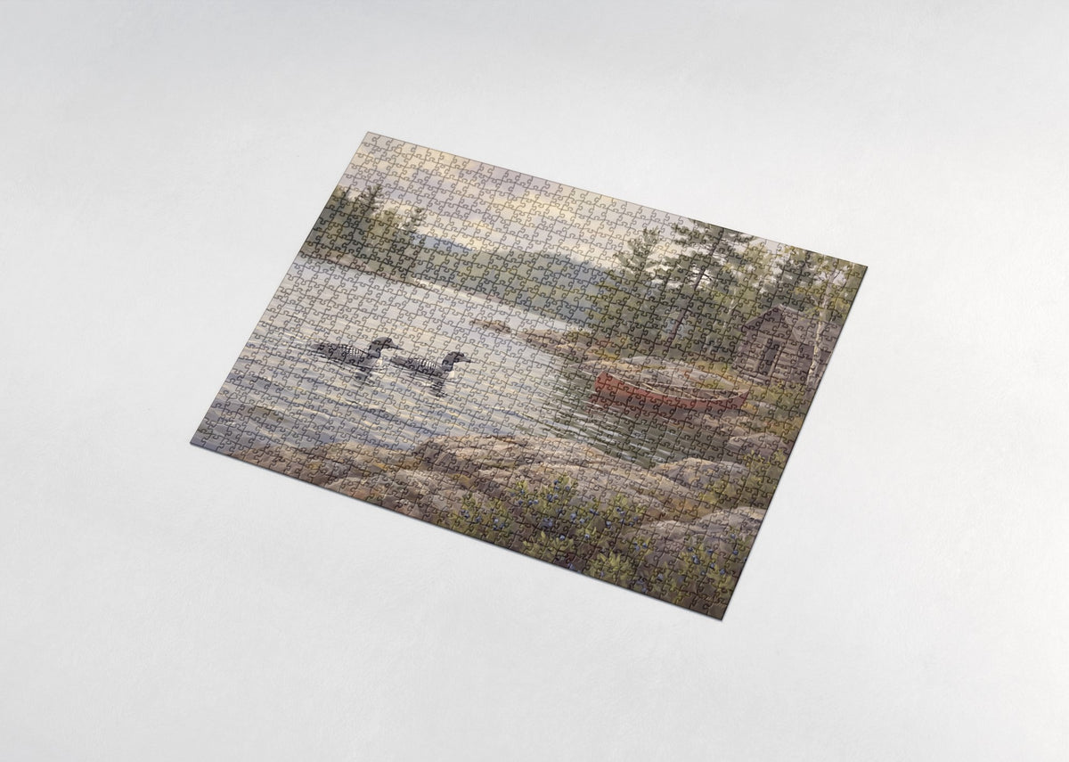 Loons on the Canadian Lake in Summer jigsaw puzzle - assembled puzzle