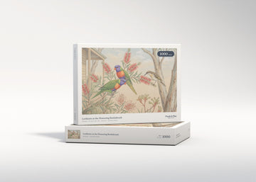 Lorikeets at the Flowering Bottlebrush jigsaw puzzle - gift box
