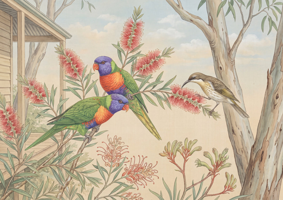 Lorikeets at the Flowering Bottlebrush jigsaw puzzle