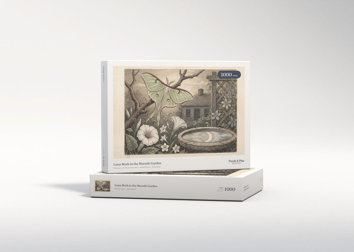 Luna Moth in the Moonlit Garden jigsaw puzzle - gift box