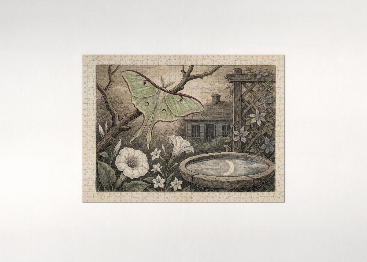 Luna Moth in the Moonlit Garden jigsaw puzzle - flat puzzle