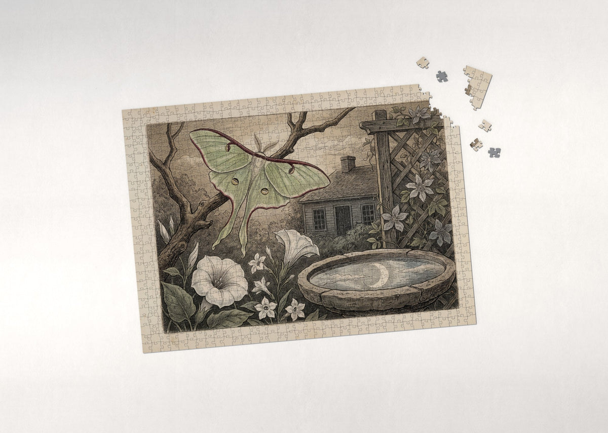 Luna Moth in the Moonlit Garden jigsaw puzzle - puzzle with loose pieces