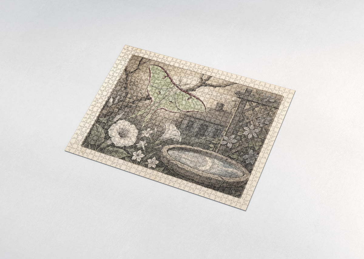 Luna Moth in the Moonlit Garden jigsaw puzzle - assembled puzzle