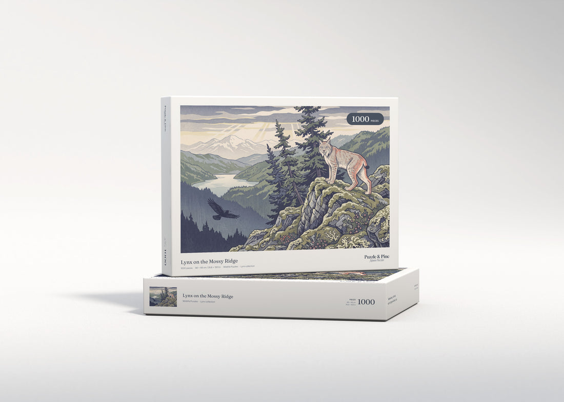 Lynx on the Mossy Ridge jigsaw puzzle - gift box