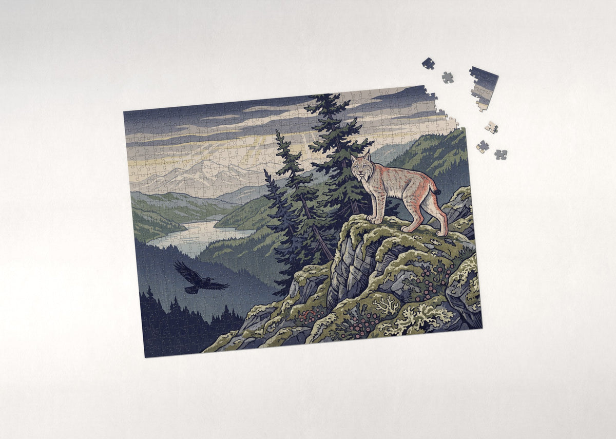Lynx on the Mossy Ridge jigsaw puzzle - puzzle with loose pieces