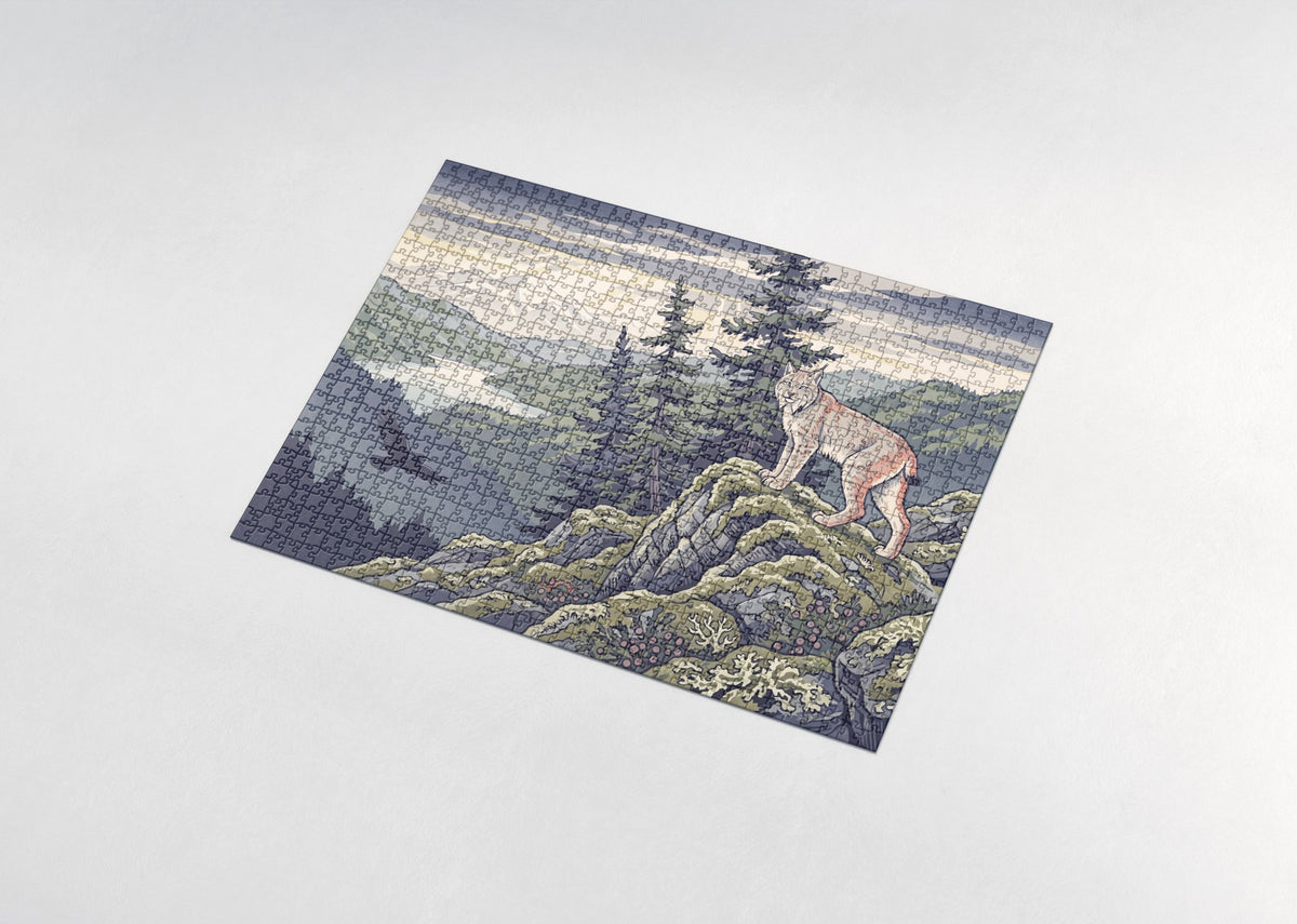 Lynx on the Mossy Ridge jigsaw puzzle - assembled puzzle