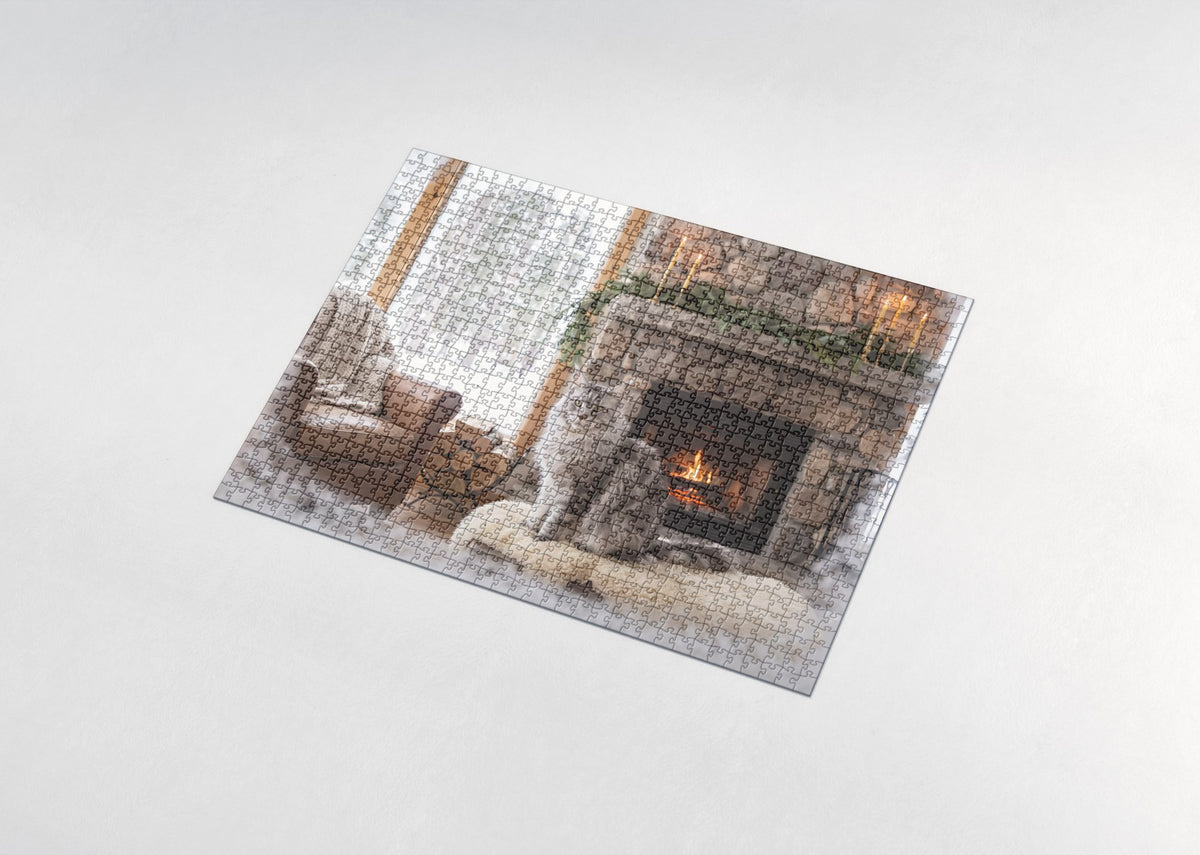 Maine Coon By the Stone Fireplace jigsaw puzzle - assembled puzzle