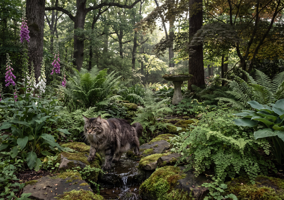 Maine Coon In the Fern Garden jigsaw puzzle