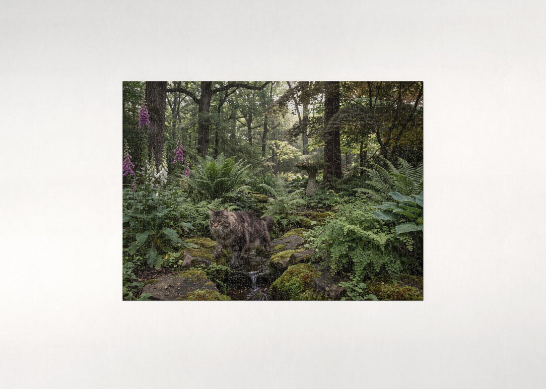Maine Coon In the Fern Garden jigsaw puzzle - gift box