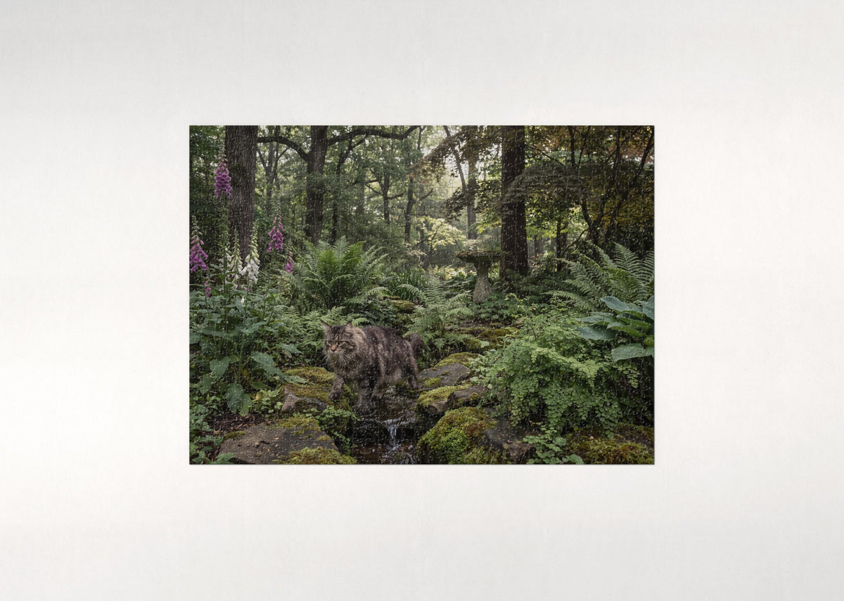 Maine Coon In the Fern Garden jigsaw puzzle - flat puzzle