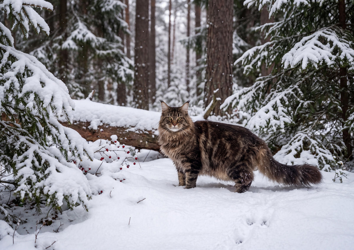 Maine Coon In the Snowy Pine Forest jigsaw puzzle
