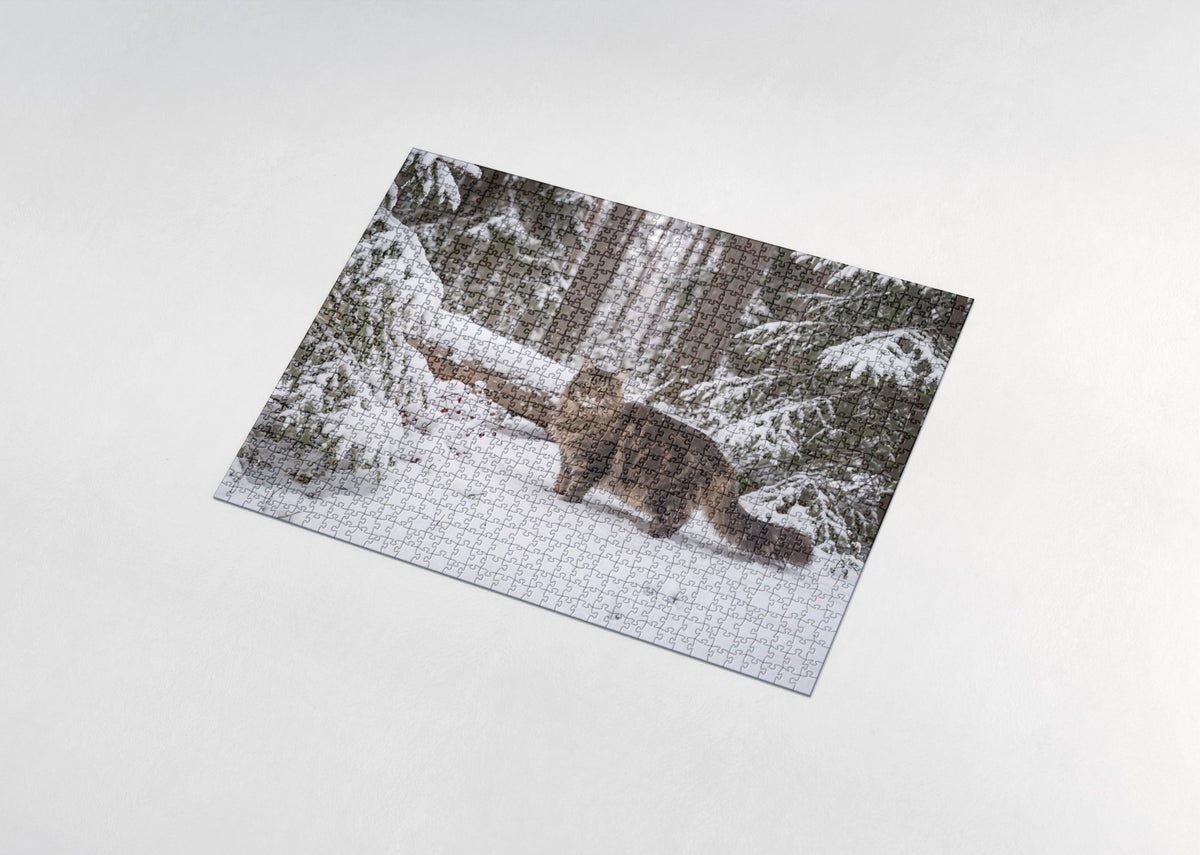 Maine Coon In the Snowy Pine Forest jigsaw puzzle - assembled puzzle