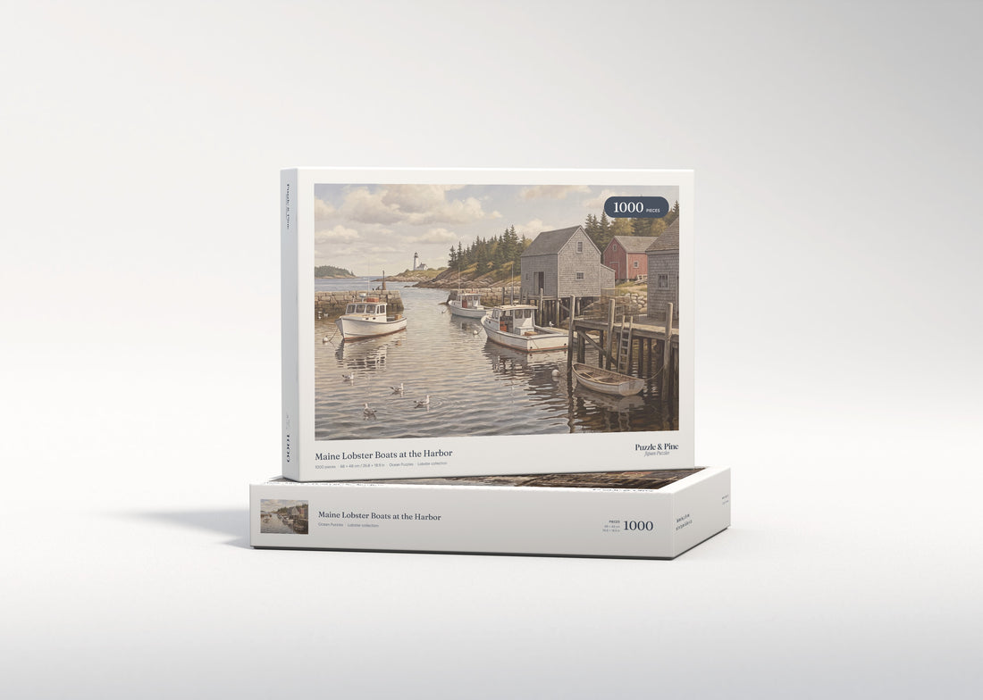 Maine Lobster Boats at the Harbor jigsaw puzzle - gift box