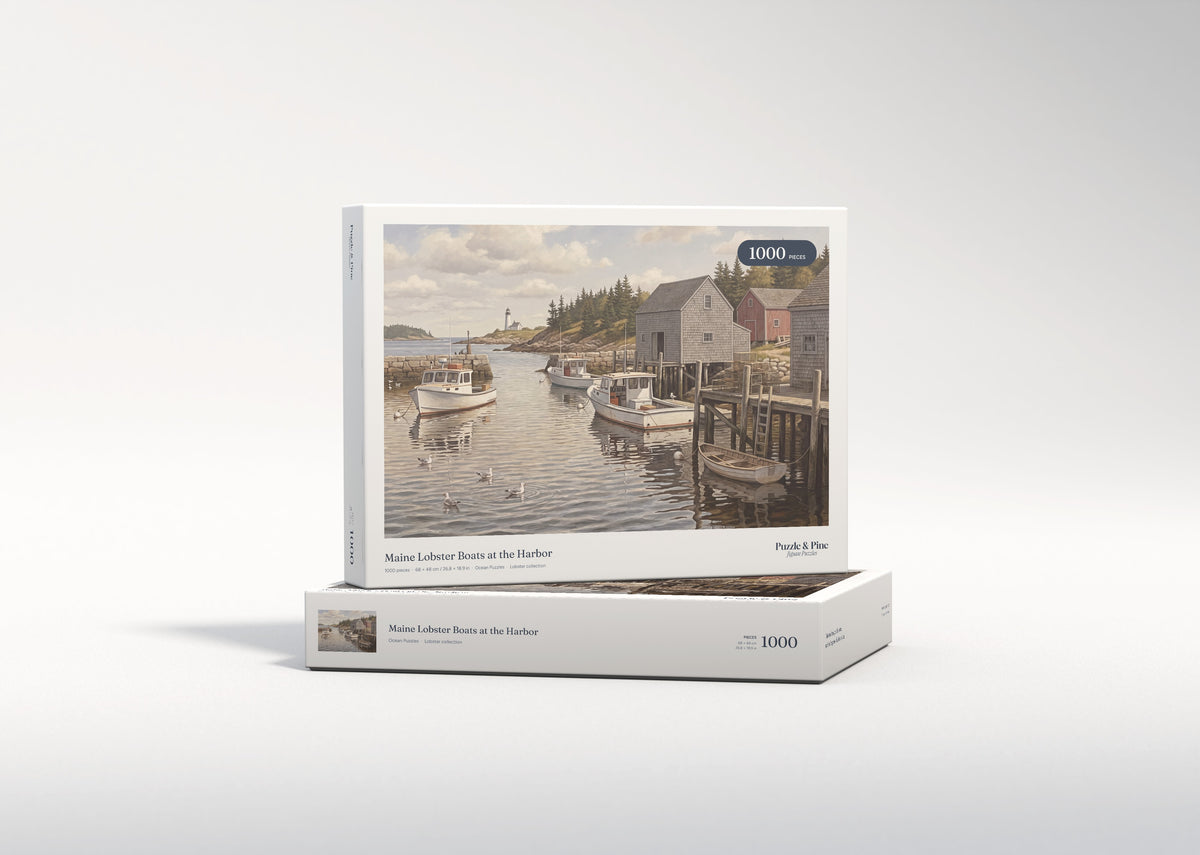 Maine Lobster Boats at the Harbor jigsaw puzzle - gift box