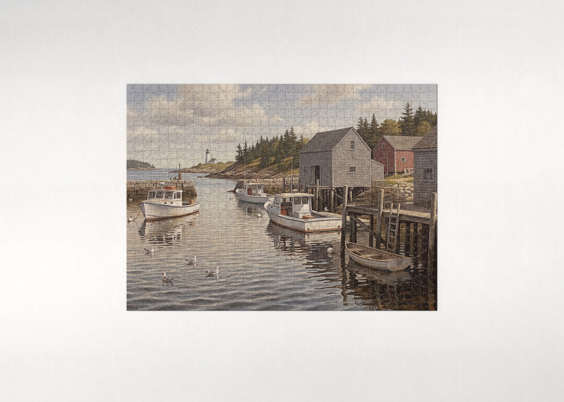 Maine Lobster Boats at the Harbor jigsaw puzzle - gift box