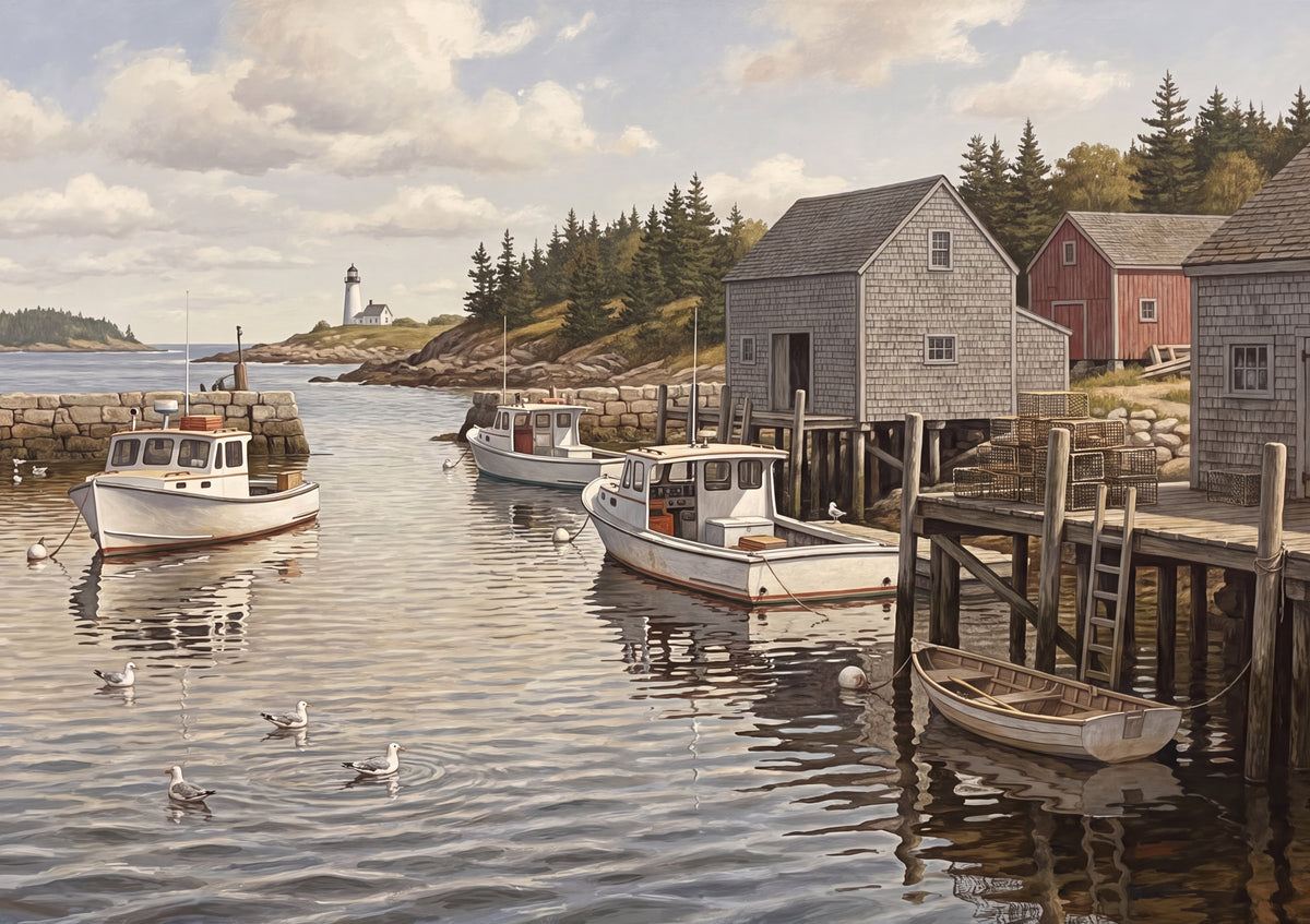 Maine Lobster Boats at the Harbor jigsaw puzzle