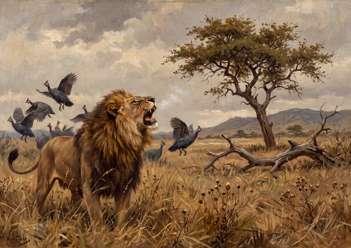 Male Lion Roaring in the Tall Grass jigsaw puzzle