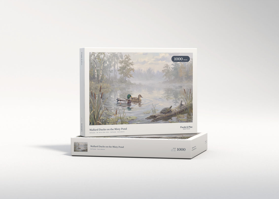 Mallard Ducks on the Misty Pond jigsaw puzzle - gift box