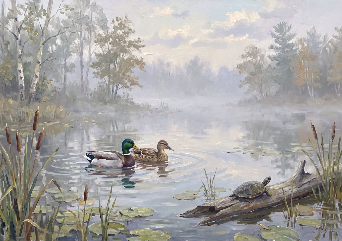 Mallard Ducks on the Misty Pond jigsaw puzzle