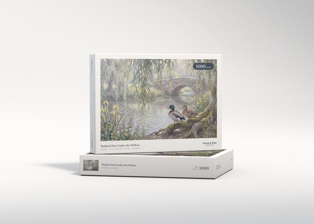Mallard Pair Under the Willow jigsaw puzzle - gift box